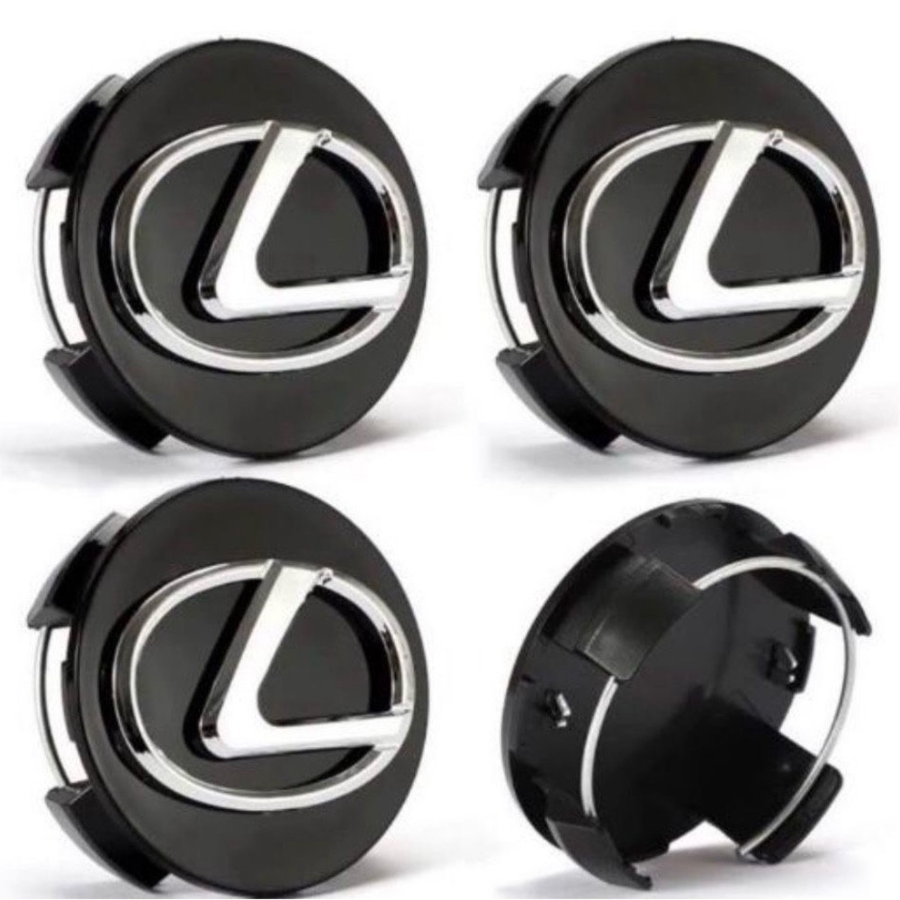 62mm Lexus Black and Silver Wheel Center Caps